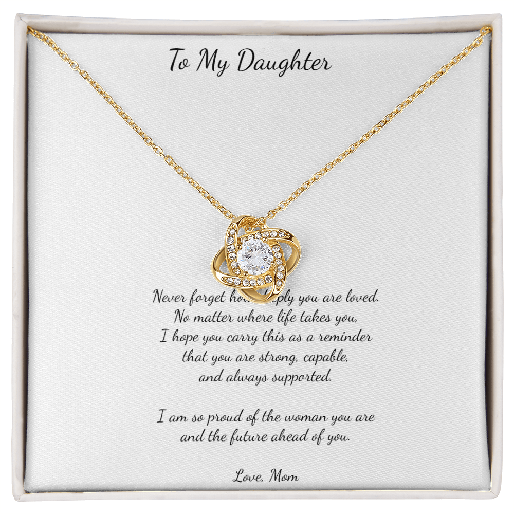 ✨ To My Daughter – Love Knot Necklace from Mom ✨