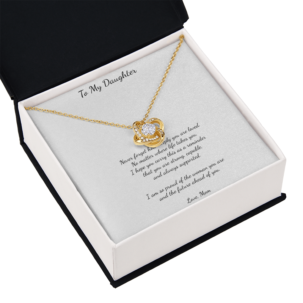 ✨ To My Daughter – Love Knot Necklace from Mom ✨