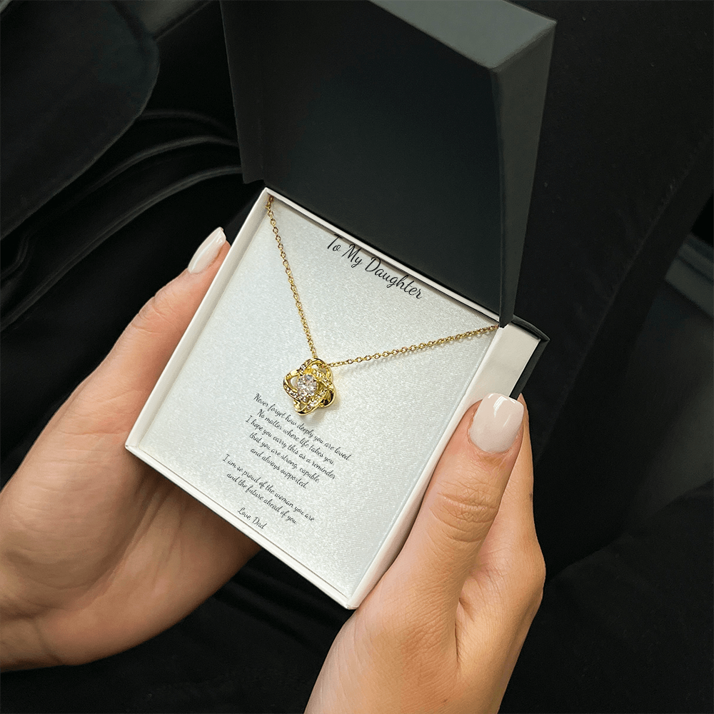 ✨ To My Daughter – Love Knot Necklace from Dad ✨