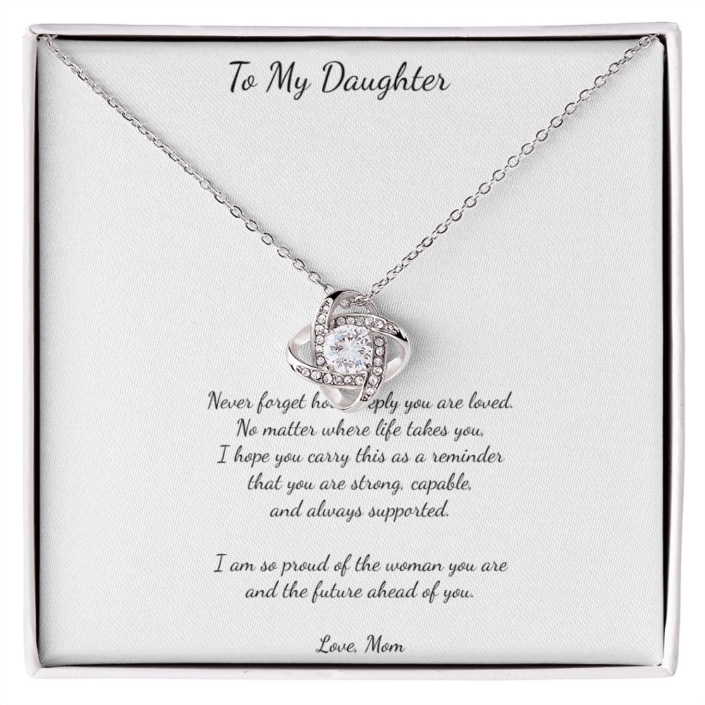 ✨ To My Daughter – Love Knot Necklace from Mom ✨