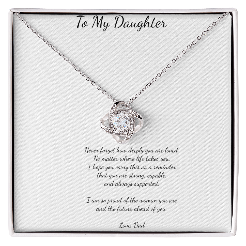 ✨ To My Daughter – Love Knot Necklace from Dad ✨