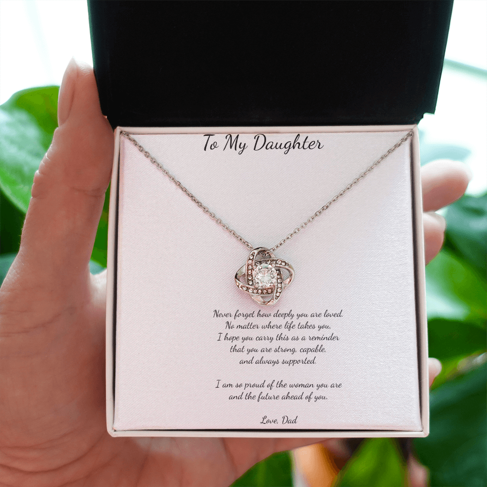 ✨ To My Daughter – Love Knot Necklace from Dad ✨