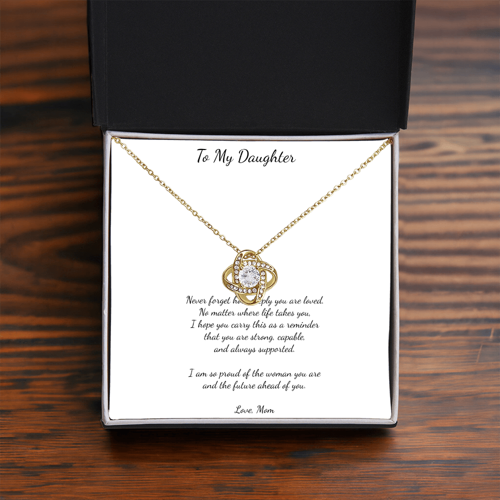✨ To My Daughter – Love Knot Necklace from Mom ✨