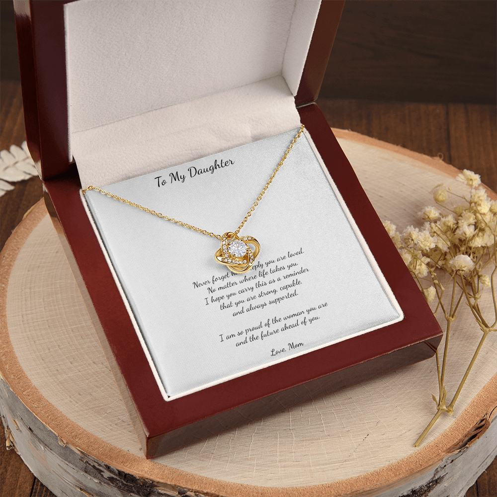 ✨ To My Daughter – Love Knot Necklace from Mom ✨