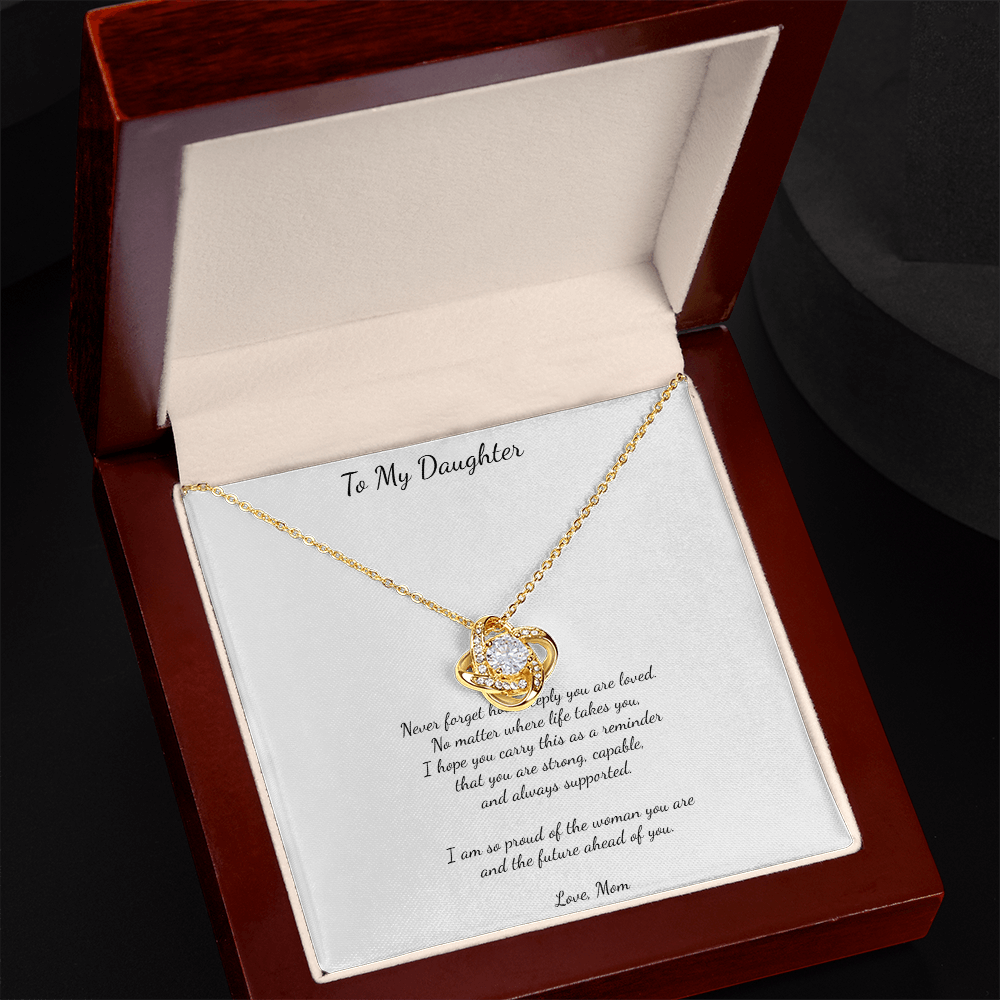✨ To My Daughter – Love Knot Necklace from Mom ✨