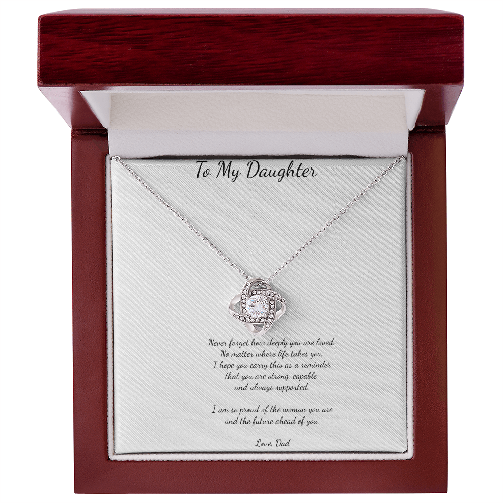 ✨ To My Daughter – Love Knot Necklace from Dad ✨