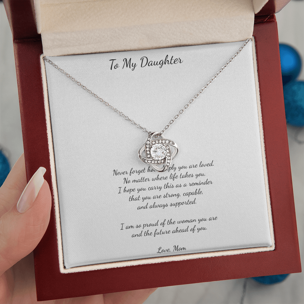 ✨ To My Daughter – Love Knot Necklace from Mom ✨