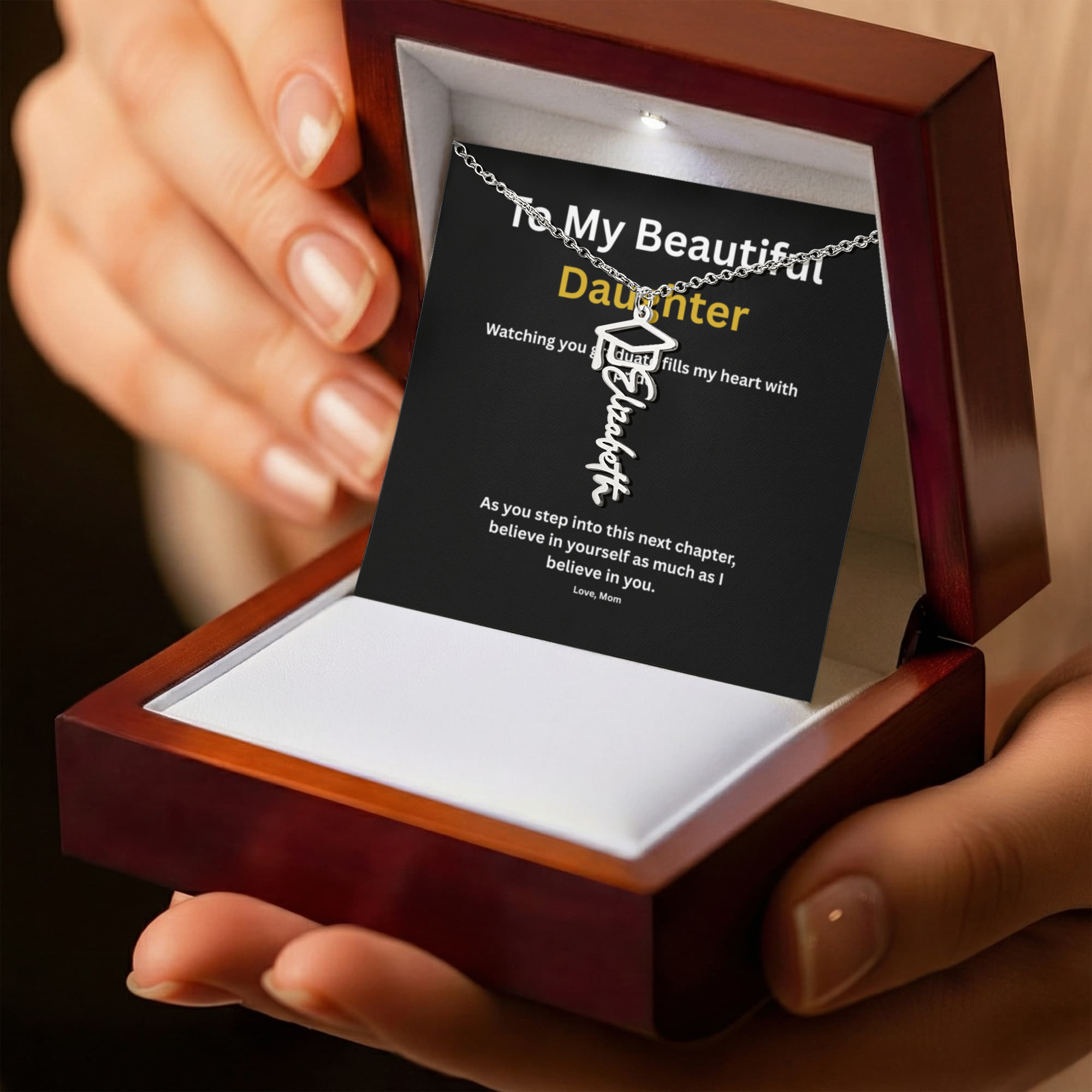 To My Daughter Personalized  Graduation Necklace – Class of 2026 Gift from Mom