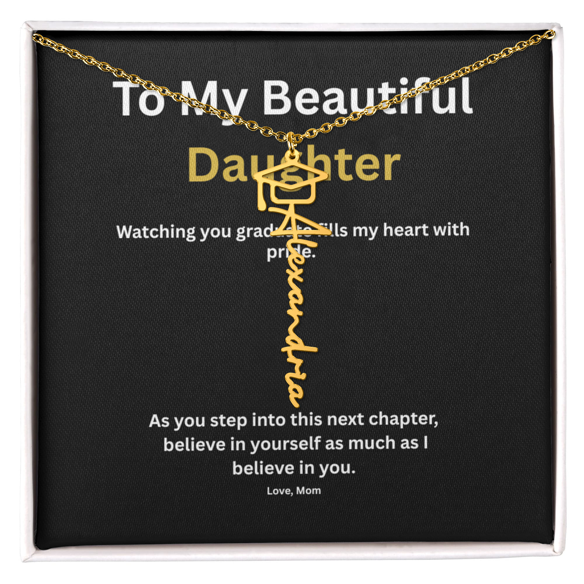To My Daughter Personalized  Graduation Necklace – Class of 2026 Gift from Mom